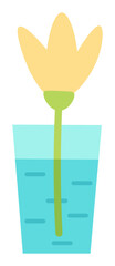 Sticker - Cartoon flower in a vase. Vector illustration