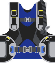 Diving Buoyancy Compensator Underwater Equipment. Vector Illustration