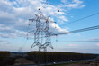 © GezaKurkaPhotos - clown shape high voltage power lines high voltage electrical transmission tower next to M5 highway in Pusztavacs town hungary