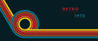 © TWINS DESIGN STUDIO - Abstract retro 70s background vector. Colorful vintage 1970 stylish wallpaper with lines, stripes, curve, circle shapes. Illustration design suitable for poster, banner, decorative, wall art.