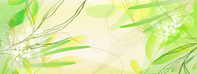 Wall Mural - Light green natural background for text placement. Beautiful modern templates. Vector summer illustration.