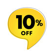 © Tatiana - 10% off. Sale of special offers. Discount on purchase price. Vector illustration. Ad with yellow tag for retail advertising campaign, mall