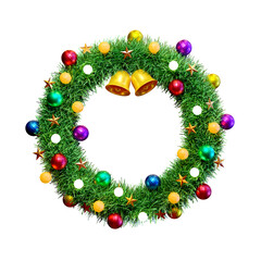 Wall Mural - Christmas wreath isolated. 3D rendering