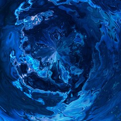 Sticker - Abstract blue colorful marble, mix liquid color swirl texture. Modern background illustration