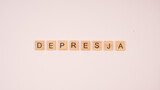 Fototapeta  - Depresja - napis z drewnianych kostek 
