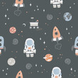 © chekiwart - Hand drawn space seamless pattern