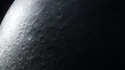 Wall Mural - Dark gray image of the lunar surface close-up.