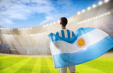 Wall Mural - Argentina football team supporter on stadium.