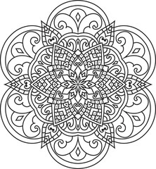 Adult coloring page Mandala.Antistress Coloring Page Mandala.Hand drawn illustration vector