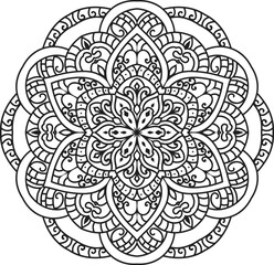 Wall Mural - Adult coloring page Mandala.Antistress Coloring Page Mandala.Hand drawn illustration vector