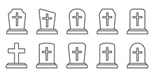 Tombstone Icon. Rip Grave Icon Vector. Expanded Stroke.