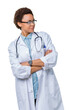 © Krakenimages.com - Young african american doctor woman wearing medical coat over isolated background smiling looking to the side with arms crossed convinced and confident