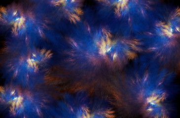 Wall Mural - abstract blue and yellow beautiful fractal background in the form of clouds and feathers and is suit