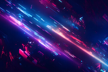 Wall Mural - Abstract blue, mint and pink background with interlaced digital glitch and distortion effect. Futuristic cyberpunk design. Retro futurism, webpunk, rave 80s 90s cyberpunk aesthetic techno neon colors