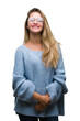 © Krakenimages.com - Young beautiful blonde woman wearing sweater and glasses over isolated background with a happy and cool smile on face. Lucky person.