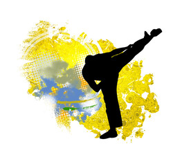 Wall Mural - Young male karate warrior. Healthy lifestyle. Martial arts. 