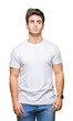© Krakenimages.com - Young handsome man wearing white t-shirt over isolated background smiling looking side and staring away thinking.