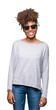 © Krakenimages.com - Beautiful young african american woman wearing sunglasses over isolated background with a happy and cool smile on face. Lucky person.