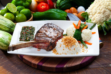 Canvas Print - Prime rib with fries and salad