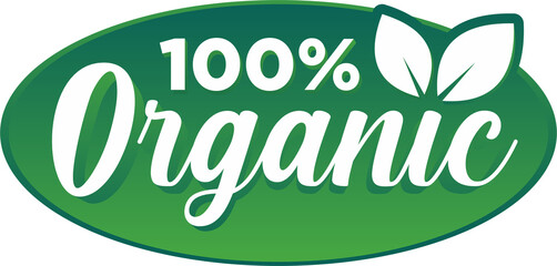 Sticker - 100 percent organic label sticker badge, 100% organic stamp