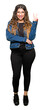 © Krakenimages.com - Young beautiful woman wearing glasses and denim jacket smiling with happy face winking at the camera doing victory sign. Number two.