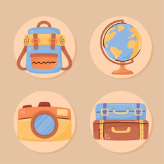 Canvas Print - four travel vacations icons