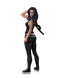 © IG Digital Arts - Gorgeous goth girl with tattoos and purple hair standing and looking back at the camera. 3D illustration isolated.
