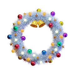 Wall Mural - Christmas wreath isolated. 3D rendering