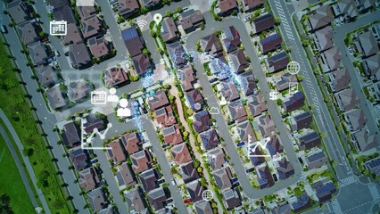 Aufkleber - 住宅地と通信ネットワーク