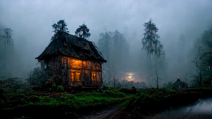 Poster - haunted house in the forest