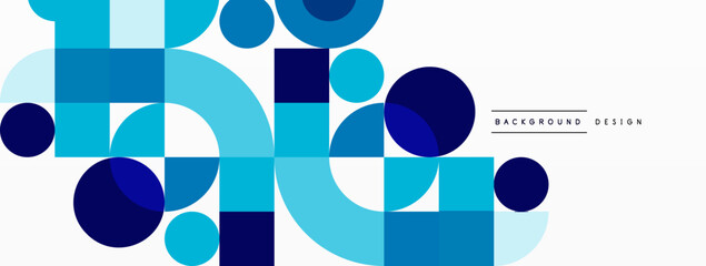 Fototapete - Minimal geometric abstract background. Circle square and triangle design. Trendy techno business template for wallpaper, banner, background or landing