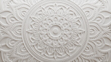 White Ornate Flower Wallpaper. Three-dimensional Diwali Celebration Concept. 3D Render.