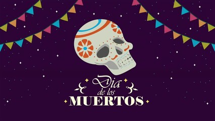 Canvas Print - dia de los muertos lettering with skull