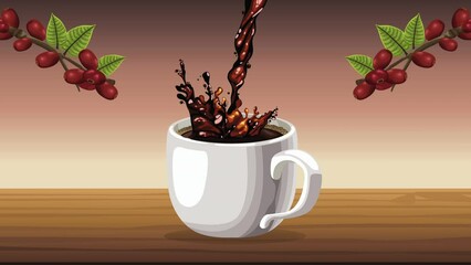 Wall Mural - coffee cup drink and grains