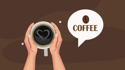 Sticker - coffee lettering with cup animation