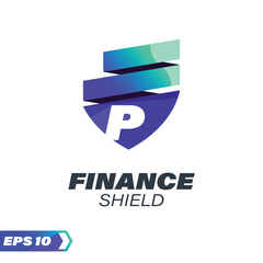 Poster - Finance Shield Alphabet P Logo