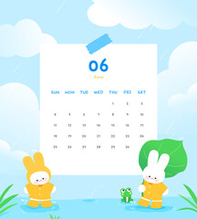 Wall Mural - 2023 Rabbit Calendar Illustration Set
