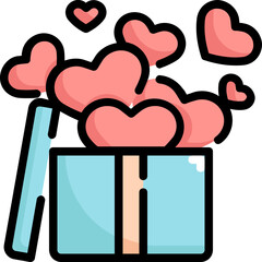 Poster - box heart balloon icon