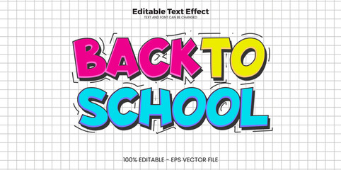 Wall Mural - Back to School editable text effect in modern trend style