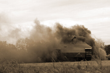 Wall Mural - German tank (replica) during historical reenactment of WWII