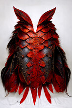 Fantasy Creative Asset, Leather Armour Tunica With Red Scales And Feathers, Digital Illustration