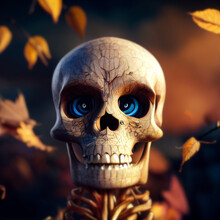 Portrait Of Sympathic Skeleton With Blue Eyes