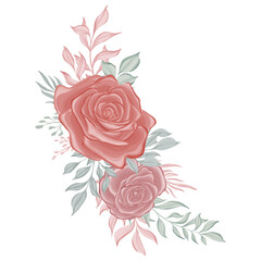 Wall Mural - rose flower bouquet arrangement watercolor