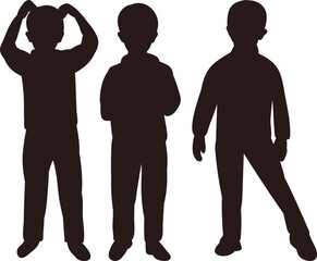 Wall Mural - children boys and girls black silhouette isolated vector