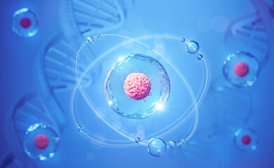 Wall Mural - 3d rendering of human cell or embryonic stem cell microscope background.