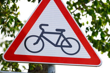 Poster - road sign with bicycle silhouette