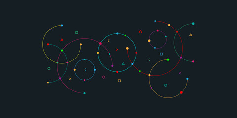 Wall Mural - abstract geometric background with plexus circles. vector illustration of minimalistic design