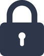 Locked padlock icon in dark blue colors. Padlock signs illustration.