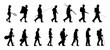 © Paul Kovaloff - Set of silhouette. Black people on white background. Profile walking men and women. Vector illustration