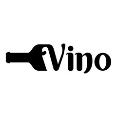 Poster - Logotipo con texto Vino en español en silueta de botella de vino